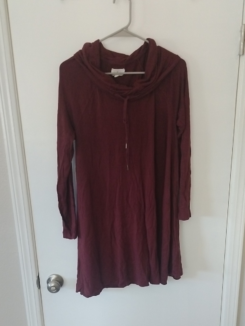 Lou & Grey Wine Cowl-Neck Long Sleeve Mini Dress
